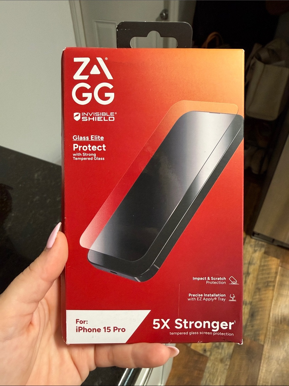 InvisibleShield Glass Elite Screen Protector for iPhone 15 Pro - Red Packaging